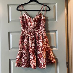 Anthropologie Sleeveless Somerset Red Motif Mini Dress